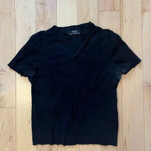 cutout black ribbed tee